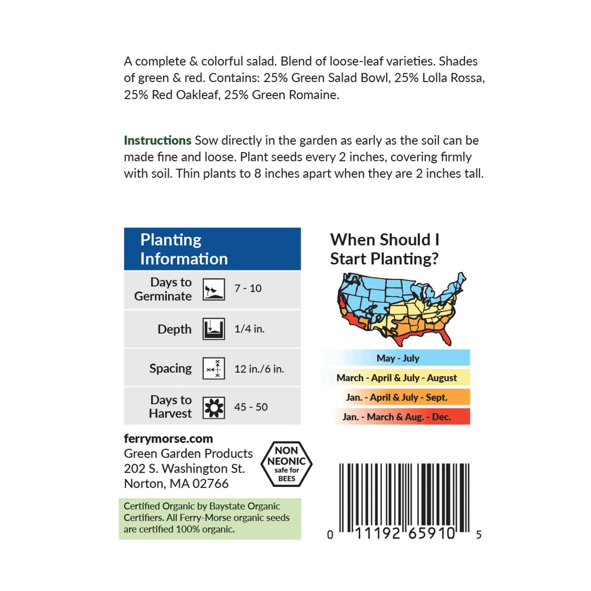 Ferry-Morse lettuce gourmet blend seed packet